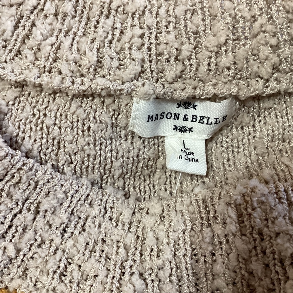 NEW Mason & Belle Striped Sweater Size Large Multicolor Brown Tan - Picture 3 of 11